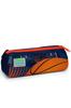 coral high Kids Orange Navy Blue Basketball Patterned Three Compartment Pencil Bag 22066