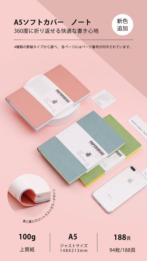 PAPERIDEAS Soft Cover Fog Notebook, A5, (Grid, Blue)