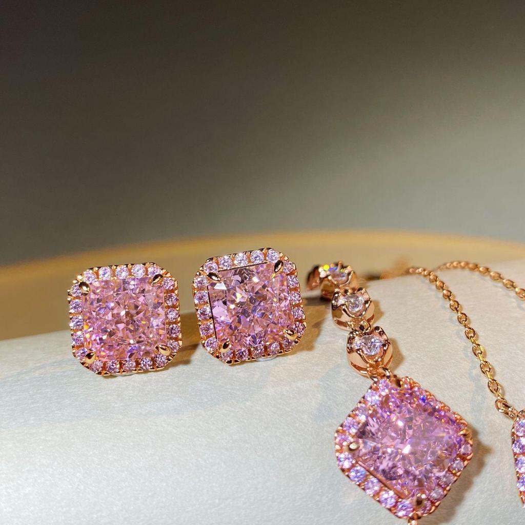 Ожерелье из стерлингового серебра S925 с покрытием из 18-каратного золота и розовым бриллиантом «Ледяной цветок» для женщин