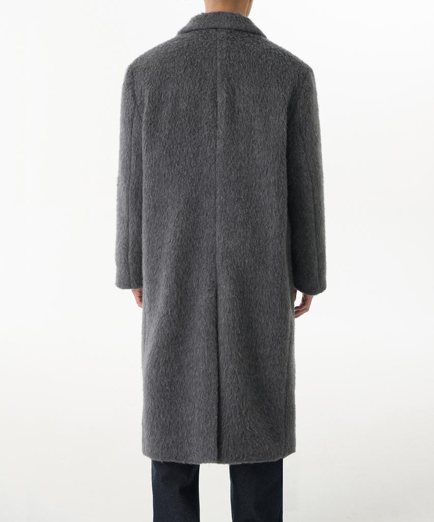 Musinsa Standard Hairy Alpaca Blend Daddy Shoulder Single Long Coat [Grey]