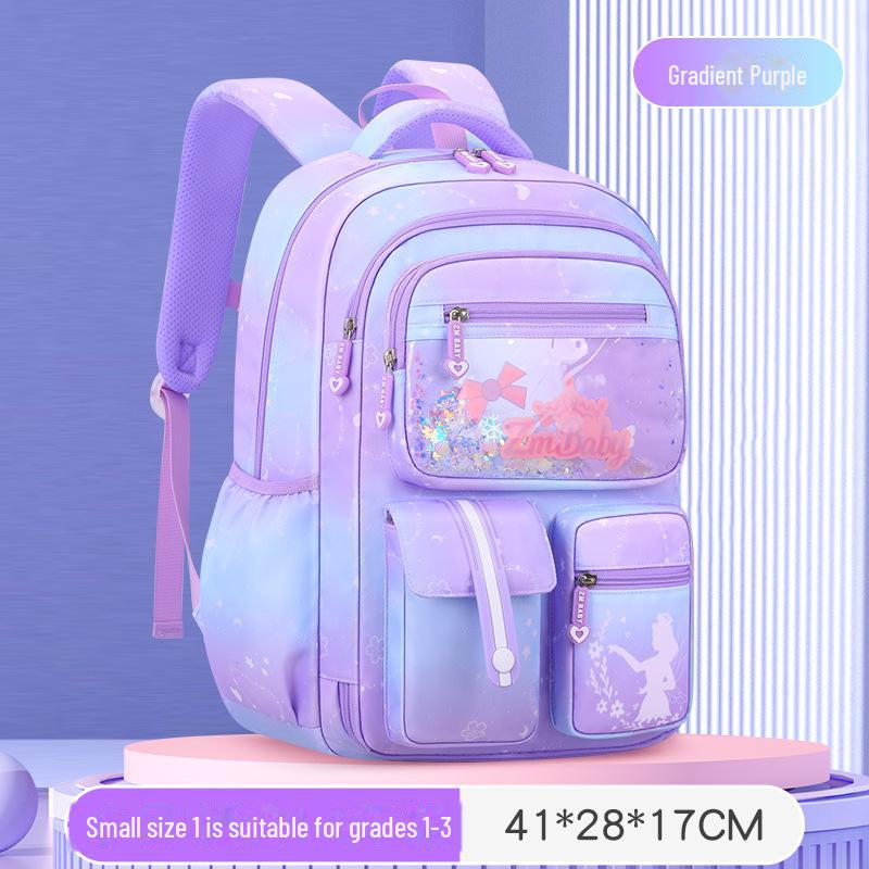 Sesame Gradient Cartoon Backpack for Girls, Grades 1-6