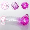 Transparent Two-Color Simulation Curved Penis Crystal Color Women's Masturbation Device Dildo Sexy Adult Toys