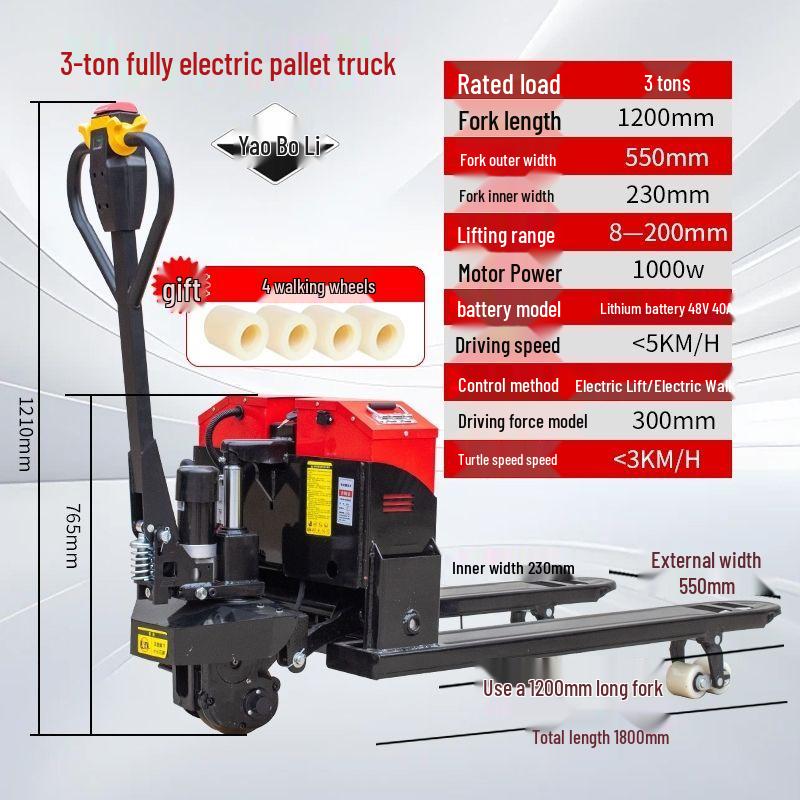 Electric 2-3 Ton Forklift: Fully Automatic, Small Off-Road Pallet Truck, Manual Hydraulic Forklift.