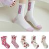 5Pairs Stripe Flower Cotton Socks Heart Cherry Socks Women Soft Mid Tube Socks  Girl