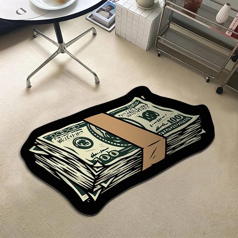 Funny Money Shaped Carpet Dollars Rich  Floor Mat Irregular Money Rug Hallway Balcony Entrance Doormat Home Decor Alfombra