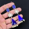 Natural Lapis Lazuli Gemstone Drop/Dangle Earrings 925 Sterling Silver For Girls