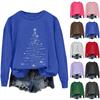 Ladies' Christmas Printed Casual Long Sleeved Round Neck Sports Hoodie Top