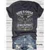 Футболка женская с коротким рукавом She's Gone Country Bull Skull со звездами Футболка с графическим принтом Western Cowboy
