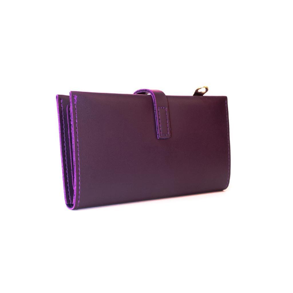 Soft Leather Orange Women's Wallet Accessory With Snap Fasteners, Multi-compartments, Zipper In The Middle And Phone Holder