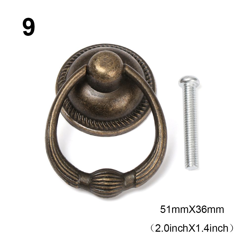 Ring Pattern European Style Retro Furniture Knobs Single Hole Bronze Handles Wardrobe Pulls