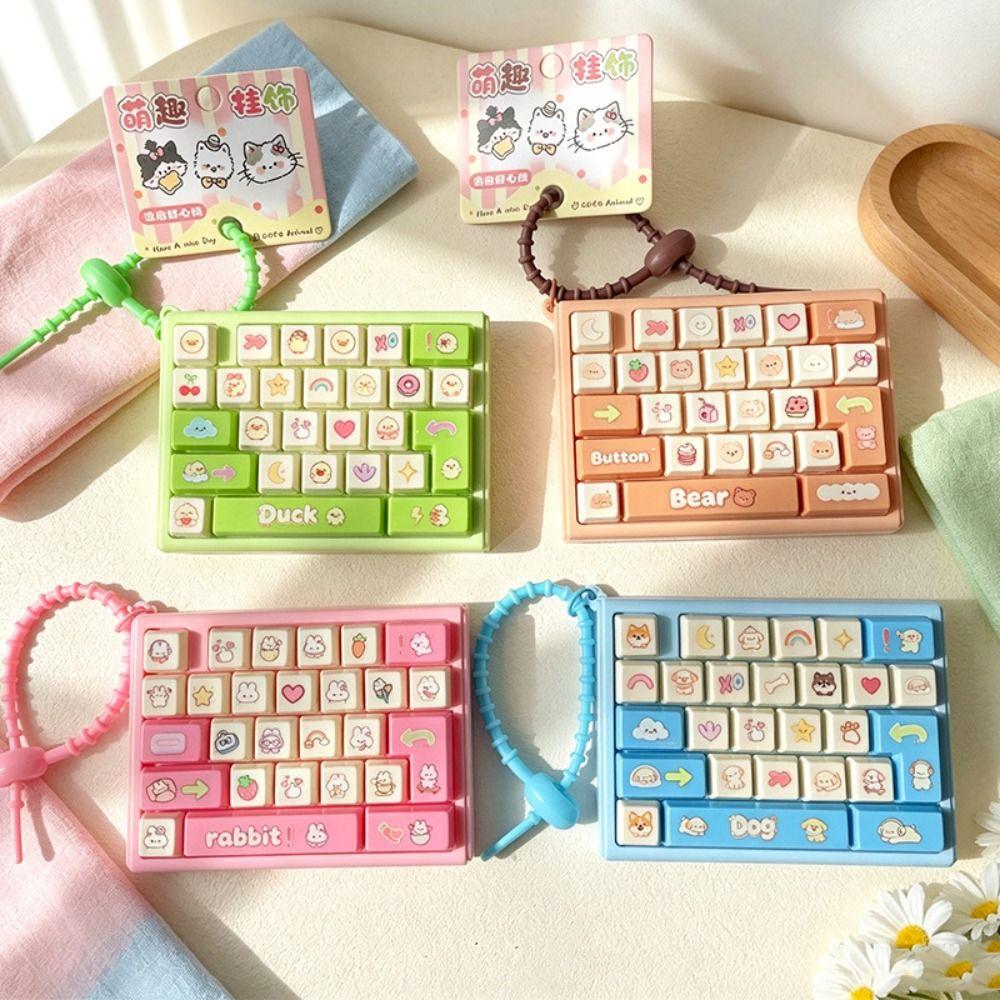Cute Design Mini Keyboard Pendant 26 Key Keyboard Keychain Decompression Button Toy Children Use