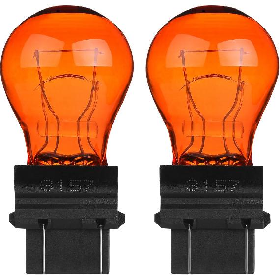3157NA 4157 Bulb, 12V P27/7W Brake/Tail/Turn Signal/DRL Lights(Amber,2PCS) | 4157NA 3157 3157LL 3047 3057 4057 T25 Replacement for F150 Ranger Edge