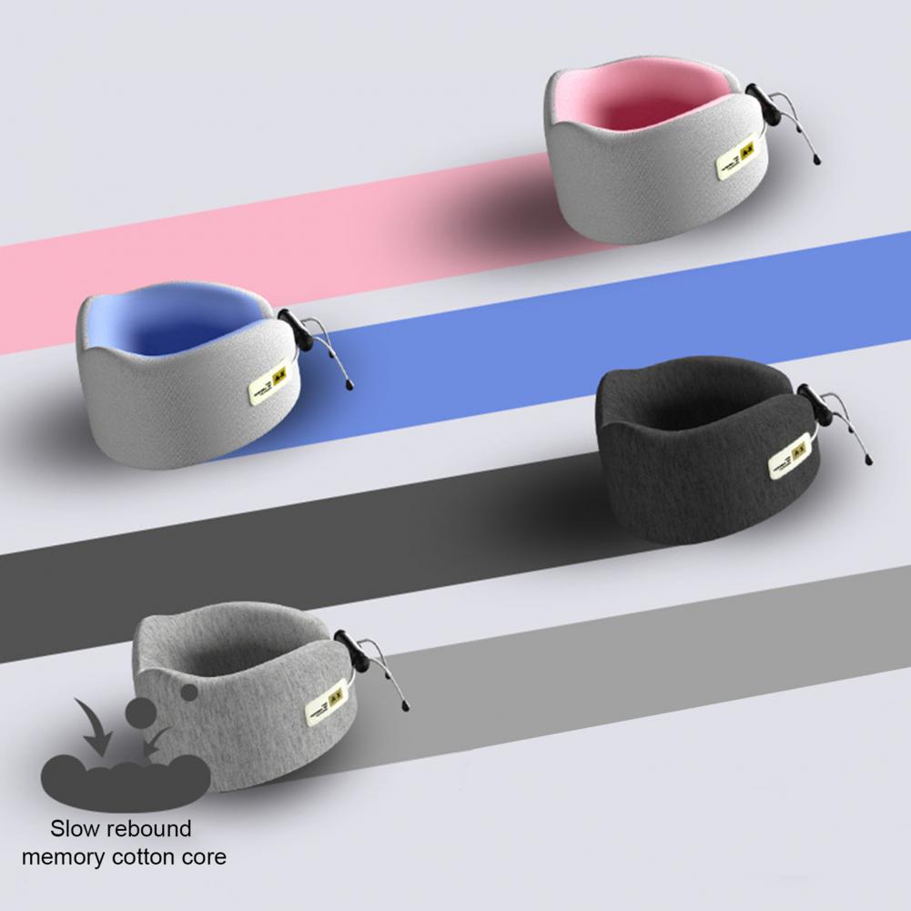 Cervical Support Travel Pillow Memory Foam U-shaped Travel Neck Pillow with Adjustable Drawstring for Pain Relief for Ultimate