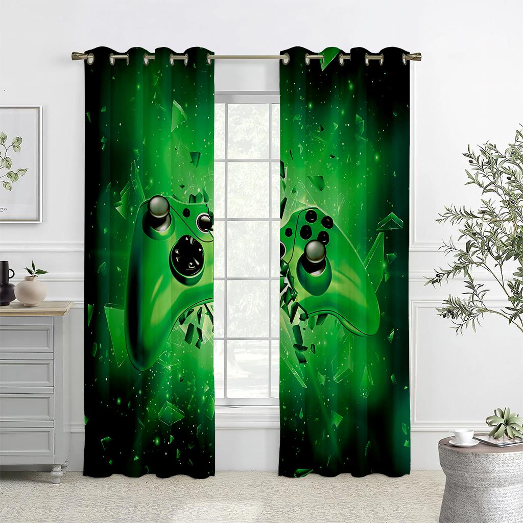 3D Cartoon Game Handle Curtains, Cool Electronic Controller Curtains, 2 Panels, Kids Room, Bedroom, Living Room, Balcony Decor