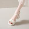 Female Shoes  Open Toe Women's Sandals Fashion Dress Sandals Women Pleated Platform Buckle Strap Chunky Heels Ladies Shoes
