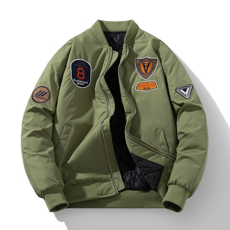Unisex Oversized Streetwear Bomber Jacket Winter Thickened Fleece Lined Casual Outerwear Men Women