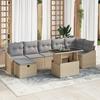 VidaXL 8-Piece Garden Sofa Set with Cushions Beige Poly Rattan 3359847