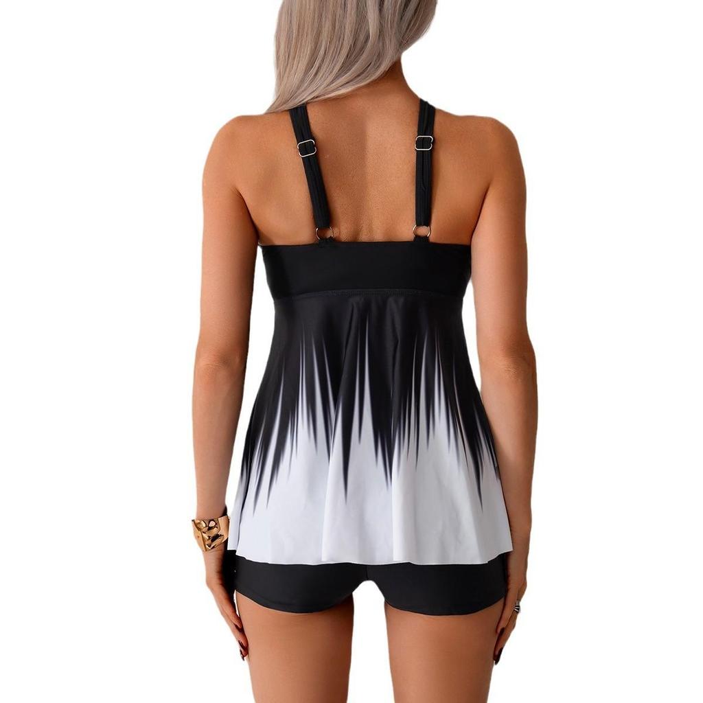 Пляжный купальник для отпуска, раздельный купальник, женский купальник с градиентом, плавки-плавки с плоским передом, танкини, тонкая строчка, в различных цветах, пляжная одежда