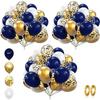60pcs Dark Blue and White Balloons Party Decoration Balloon Confetti Balloon Ribbon Set Suitable for Birthdays, Themed Parties,