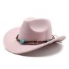 Шляпа Ковбоя из Ювелирных Изделий Шерстяная Шляпа-Цилиндр с Завитком Этнический Стиль Шляпа-Цилиндр с Изогнутыми Полями Тибетская Дорожная Шляпа Западная Шляпа Ковбоя