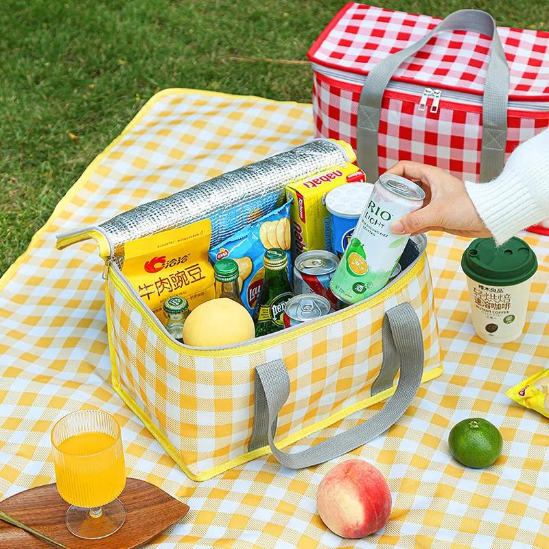 Large Capacity Portable Thermal Insulation Bag Picnic Basket Thickened Oxford Cloth Outdoor Hand Bags Travel Camping Equipment