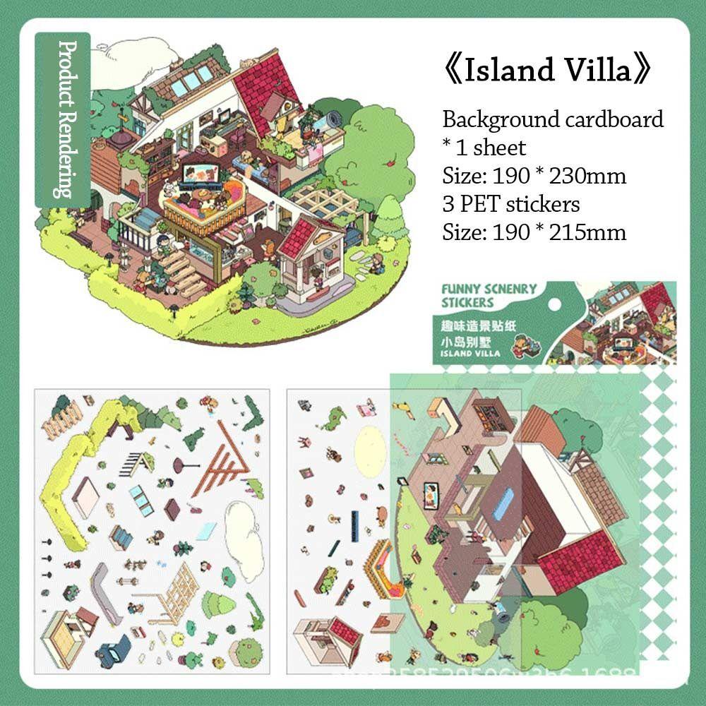 ПЭТ Трехмерная наклейка Визуальная укладка Миниатюрная наклейка со сценой Дети