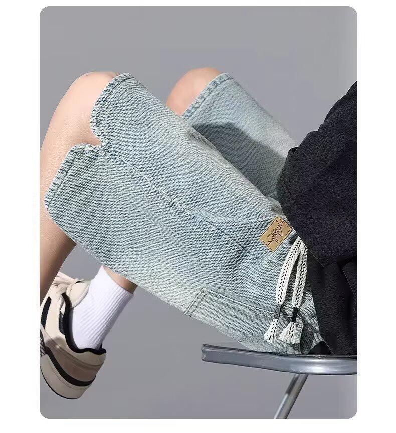 Men's Summer Lightweight Denim Shorts 2026: New Trendy Straight-Leg, Loose-Fit Casual Capris