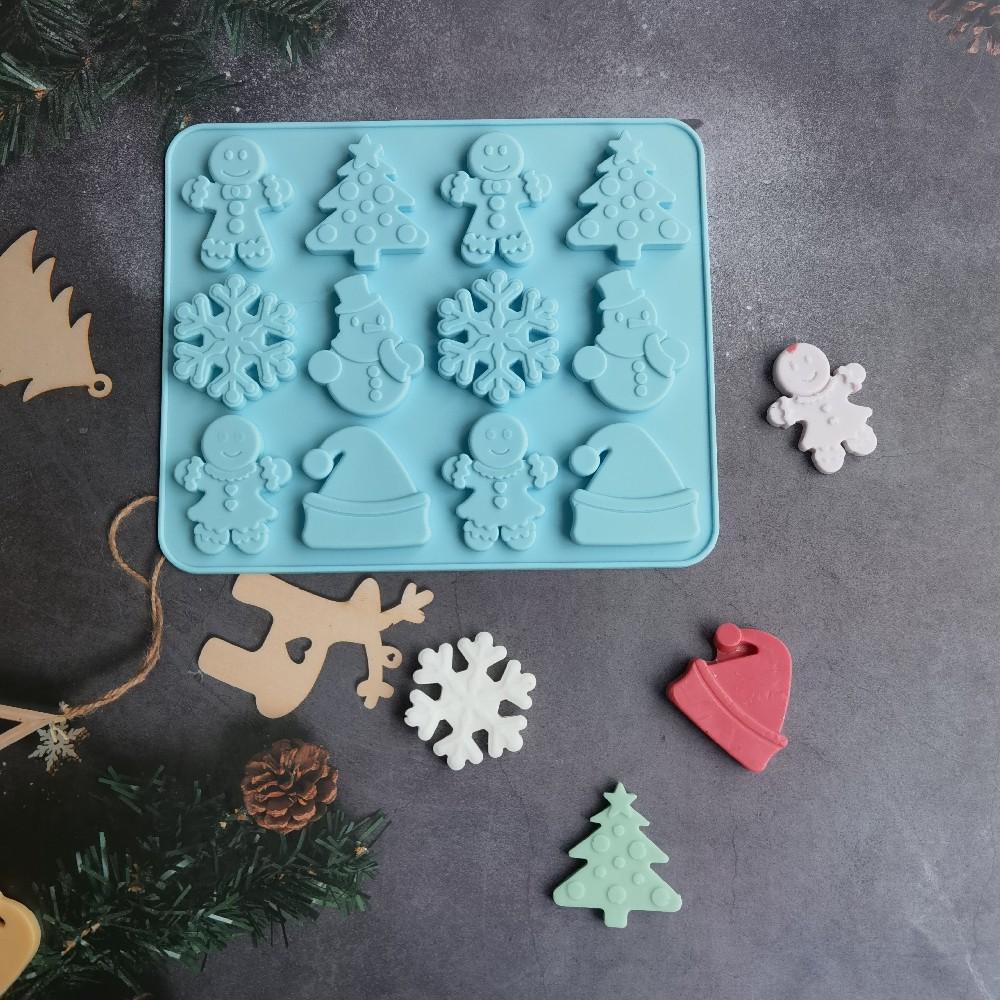 12 Рождественская шляпа-снежинка, силиконовая форма для шоколада, вставки для свечей, помадка, форма для печенья, форма для желе, пудинга