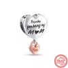 925 Sterling Silver Rose Gold Pendant Rose Mom Tilted Heart Dangle Charm Beads Fit Original  Bracelet Women Jewelry Gifts