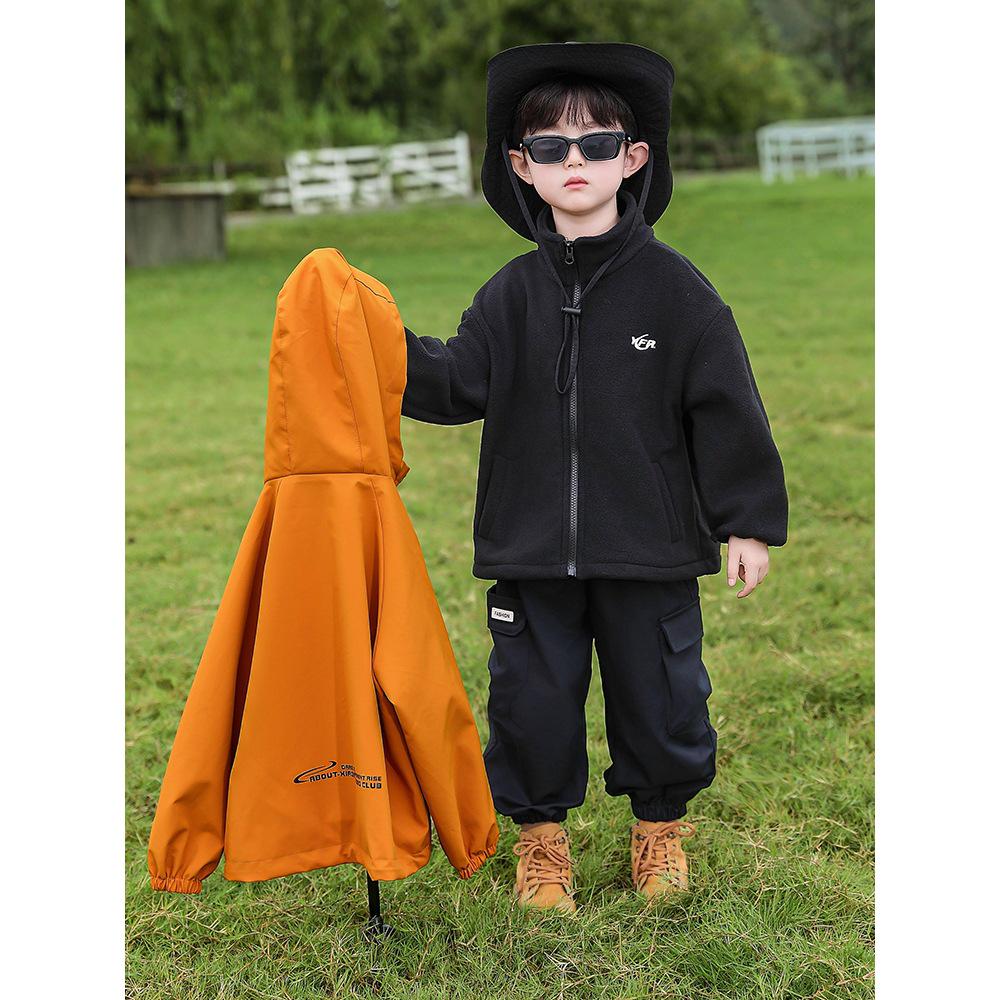 2025 Children's 3-in-1 Fleece-Lined Windbreaker - Boys' Hooded Jacket for Autumn & Winter
