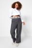 Women's Plus Size Trousers Anthracite Striped Woven Trousers
