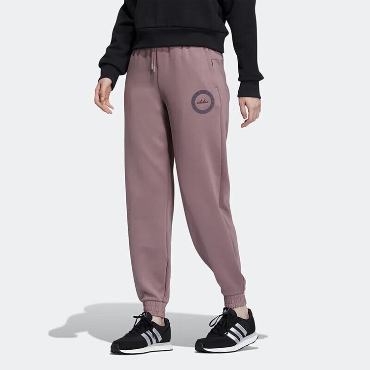 Adidas Однотонные вязаные спортивные брюки с логотипом на манжетах, женские брюки, коричневые, IB2755