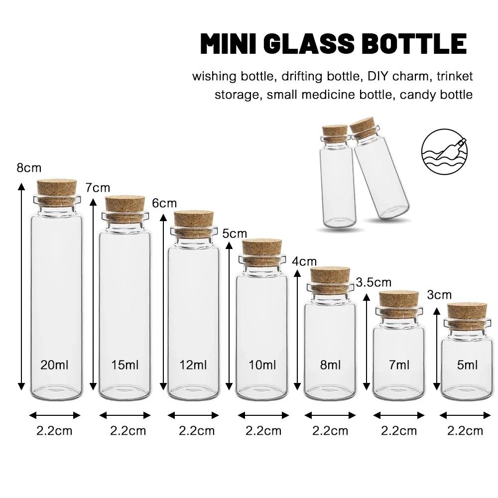 10Pcs Mini Clear Glass Bottles with Cork Stopper Wishing Drifting Bottles Wedding Party Decor DIY Craft Glass Spice Jars Vials