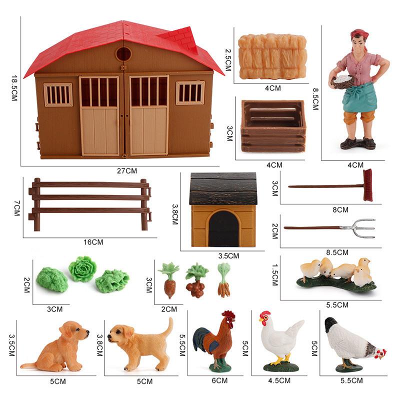 Farm Animal Pvc Model Set With Miniature House And Scenic Plants For Kids And Collectors