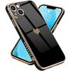 Protective Case - Luxury - for iPhone 13 - Galvanized Black - Heart Pattern - Shockproof