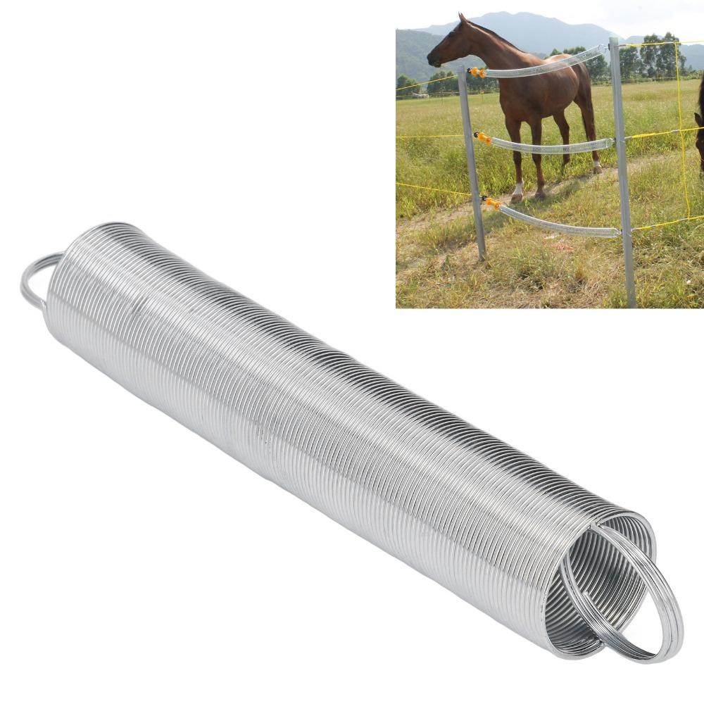2Pcs Stainless Steel Electric Fence Spring Gate 16 Feet Extendable Metal Fence Gate Sheep Enclosure