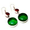 Green Onyx Garnet Gemstone 925 Silver Plated Handmade Jewelry Earring 1.89"
