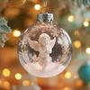 Snow Sphere Hanging Ornament Christmas Snow Scene Angel Ornament Clear Xmas Ball Decoration for Christmas Tree Home Winter Holiday Party