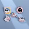 Pearl Cat Enamel Pins Funny Oil-Painting Kitten Brooches Lapel Badges For Women Men Cute Cartoon Animal On Backpack Jewelry Gifts #468707