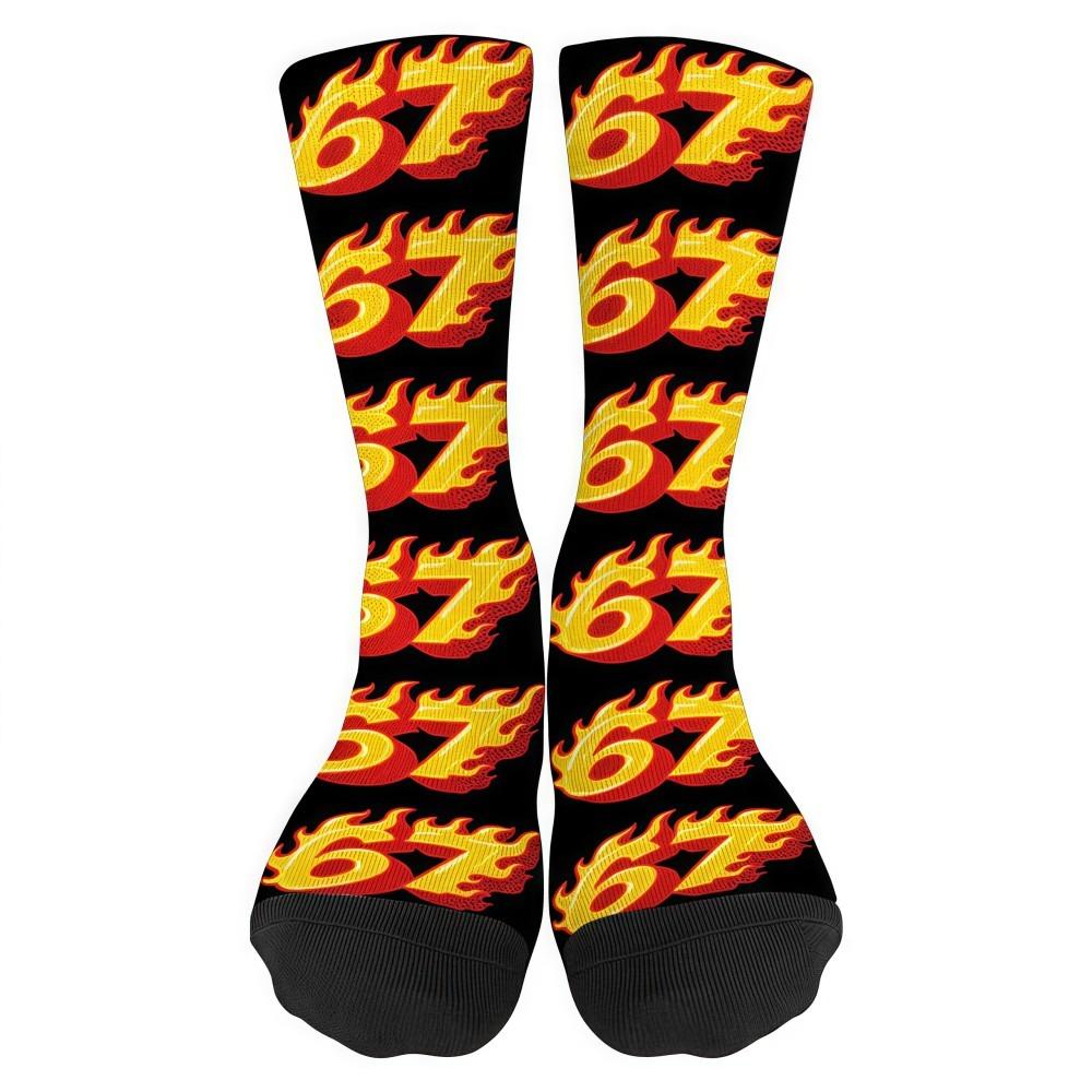 Cartoon Unisex 67 Meme Ice Cream Socks Cotton Breathable 67 Meme Crew Long Socks Lightweight Warm Creativity Stockings