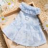 Pet Dress Cats Small Dogs Princess Style Vintage Lace Collar Floral Print Cotton