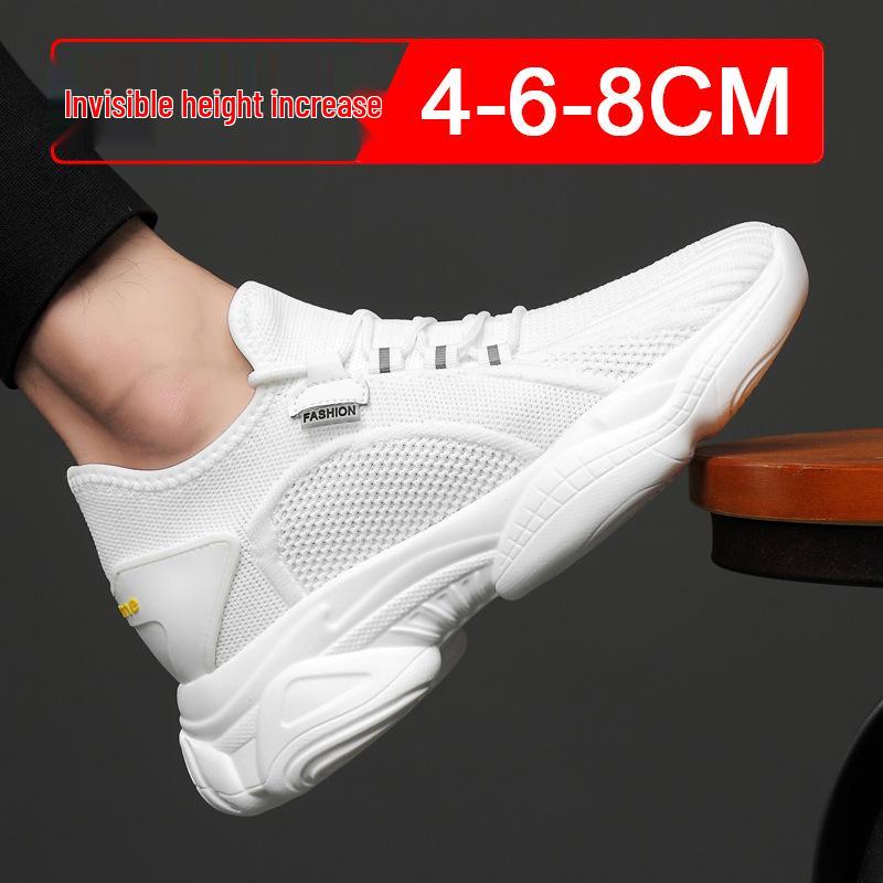 Мужские сетчатые кроссовки Flyknit для бега с увеличением роста на 8 см - Дышащие, Невидимое увеличение, Повседневные спортивные кроссовки