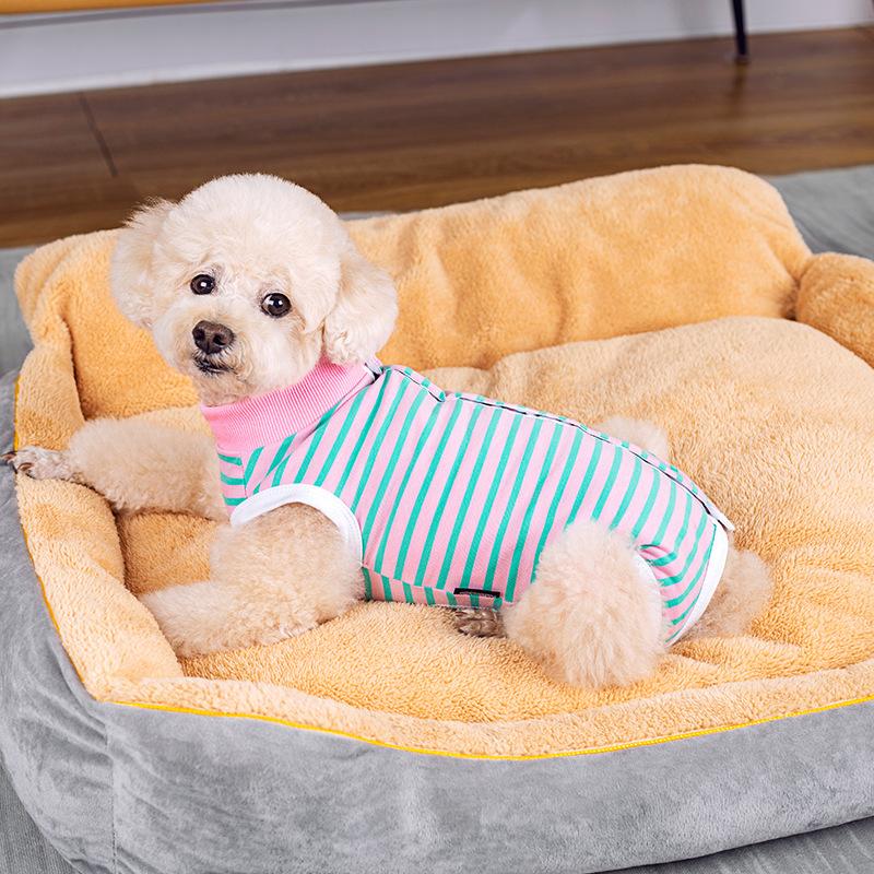 Одежда для собак, тонкий жилет с защитой живота, охладитель для живота, рубашка в полоску, рубашка на спине, на пуговицах, стерилизация суки, отлучение от груди