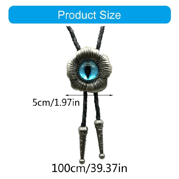 Боло-галстук для унисекс, Western Bolo Tie, винтажный кулон с цветком и глазом, веревка из искусственной кожи, регулируемый галстук-ожерелье