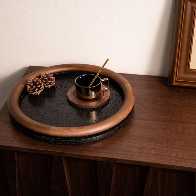 New Chinese Retro Desktop Decoration Art Tray Fruit Tray Living Room Office Craft Decoration