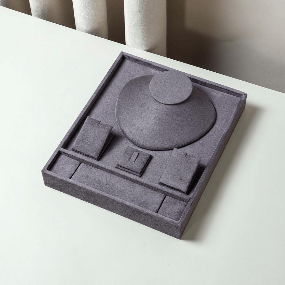 Texture Jewelry Tray with Partitioned High-end Jewelry Set Display Stand  Trinket