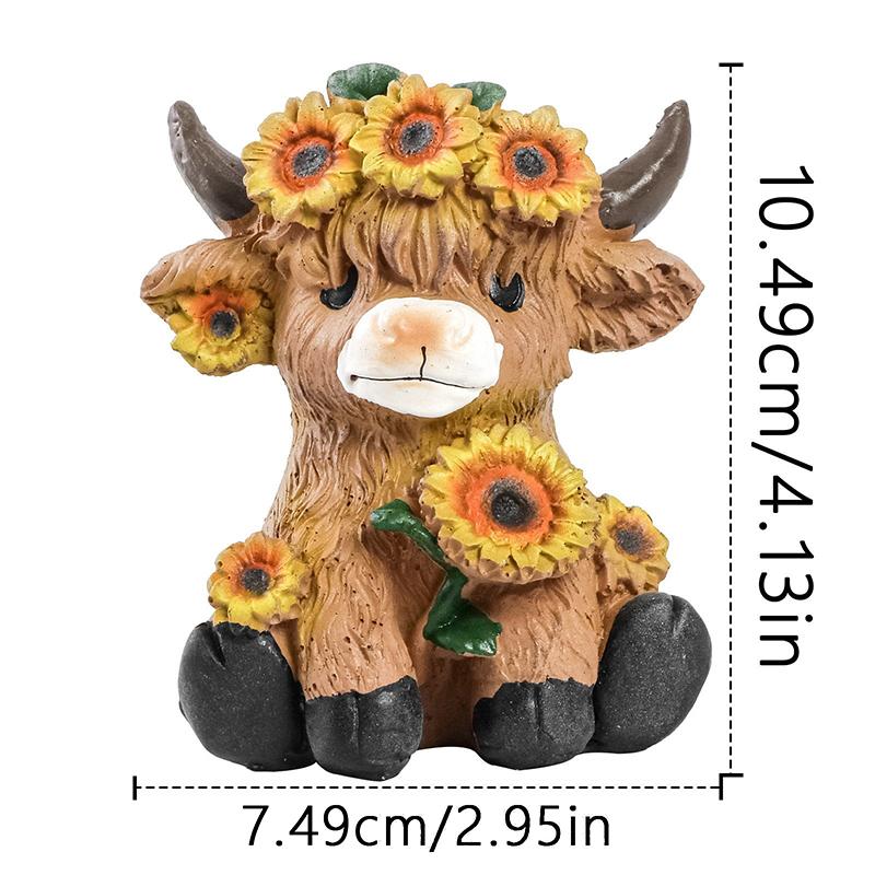 §Pastoral Style Highland Cow Resin Flower Pot Multifunctional Creative Ornament Valentine's Day Gift Home Desktop Decor
