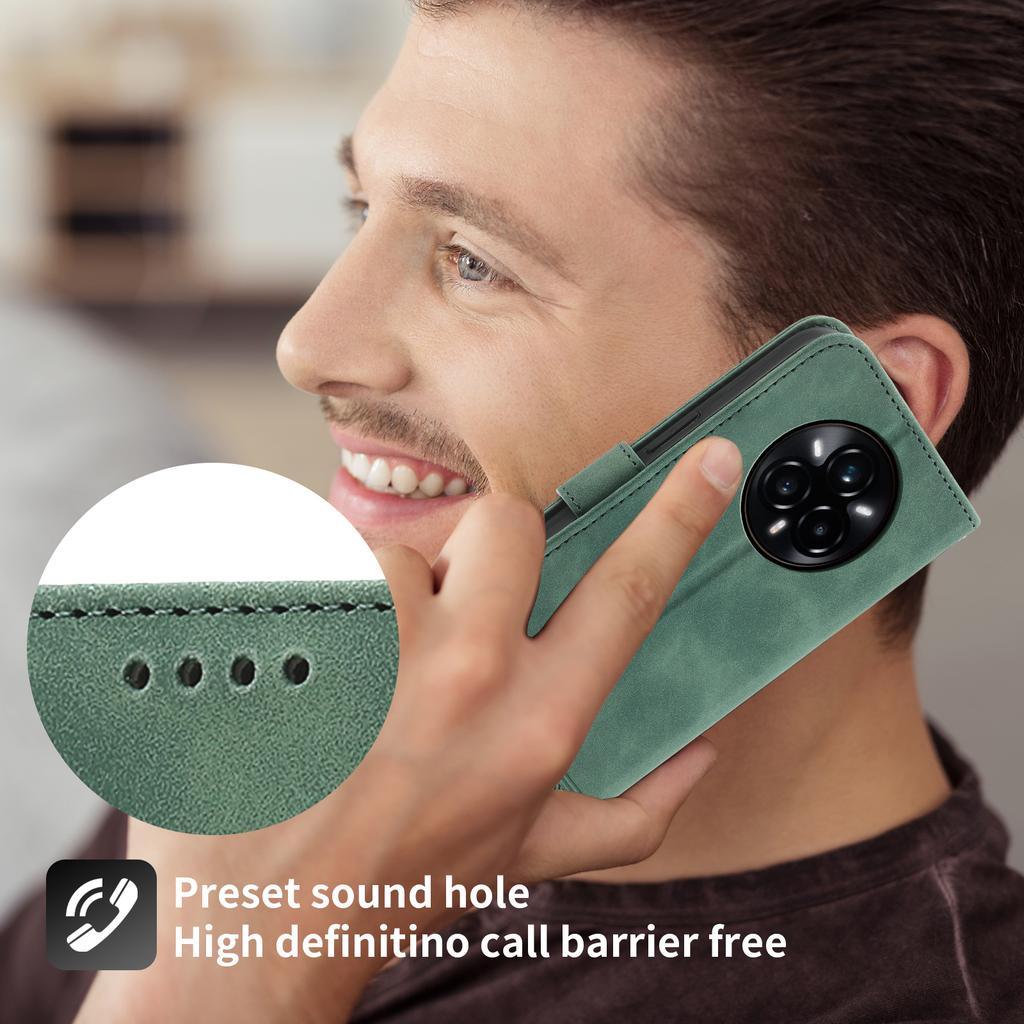 DIERFENG DF-03 Кожаный чехол с тиснением линий для Realme 14 Pro 5G, чехол-кошелек для телефона