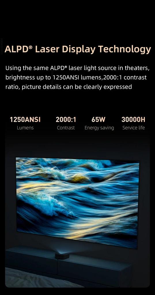 Dangbei U1 1080P Laser Projector Ultra Short Throw 1250ANSI Lumens Cinema Support 4K Video TV Smart MEMC HDR Video Beamer