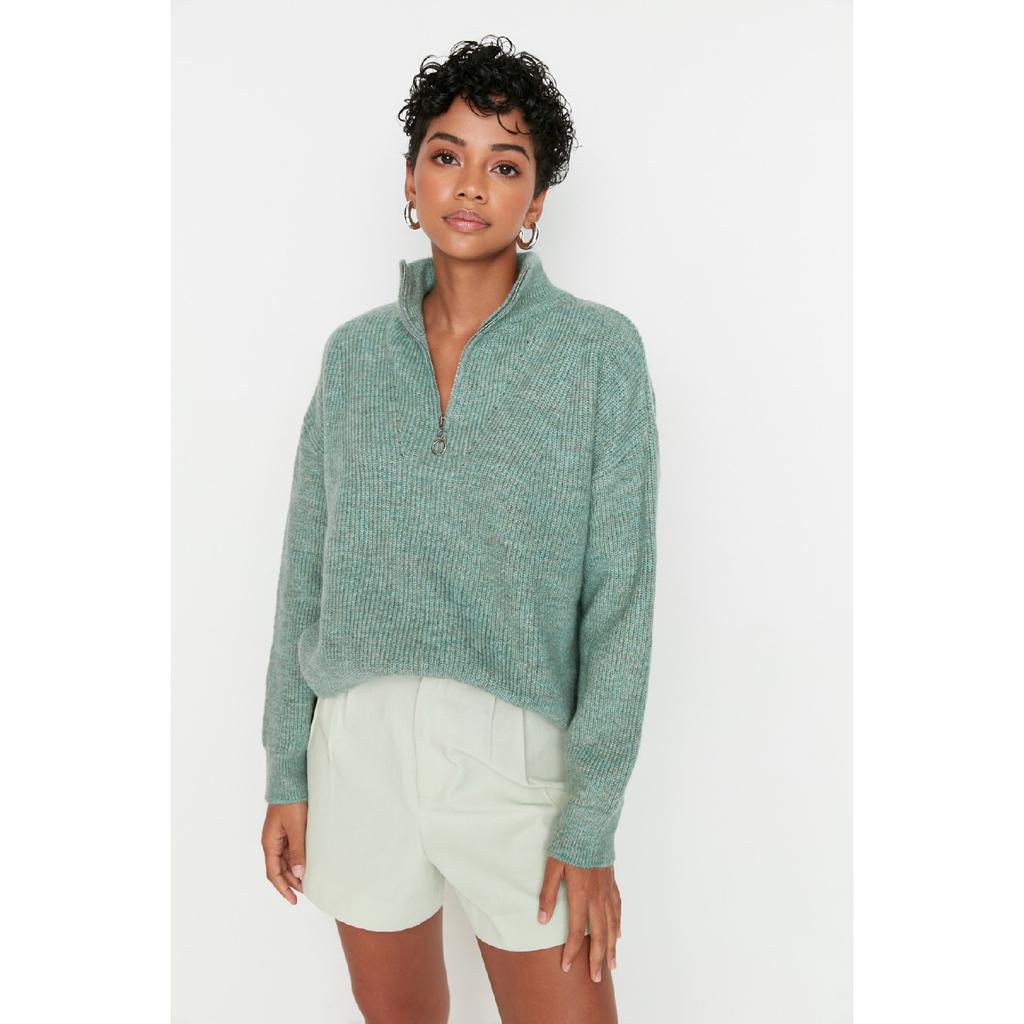 Мягкий текстурированный трикотаж антрацитового цвета на молнии Twoaw20xs0009